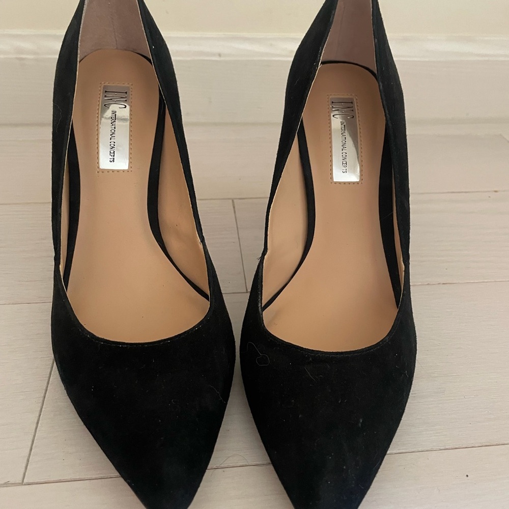 INC International Concepts Black Suede Heels
